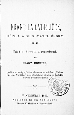 Frant. Lad. Vorlíček, učitel a spisovatel český