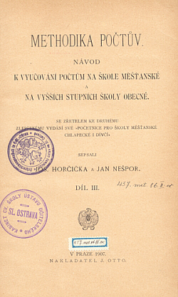 Methodika počtův III. Díl