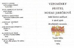 Vzpomínka přátel Noemi Jirečkové